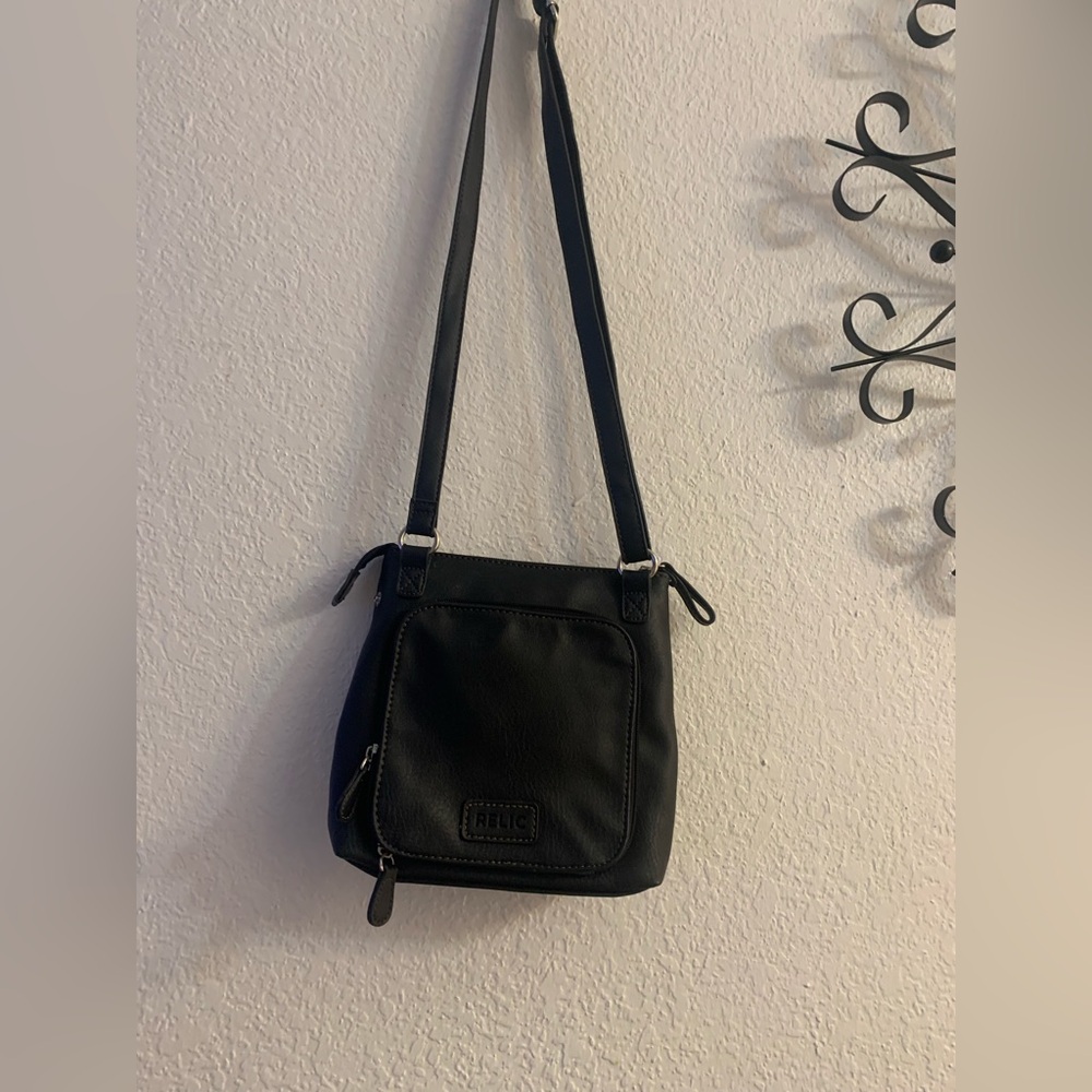 Relic Black Leather crossbody bag